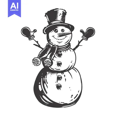 A Cheerful Snowman with a Top Hat and Mittens