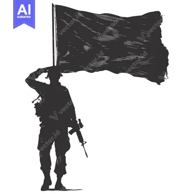 Popular premium asset: Silhouette of a Soldier Saluting with a Rifle and Flag