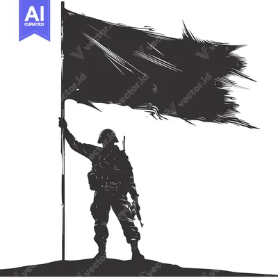 Aset premium populer: Silhouette of a Soldier Holding a Flag
