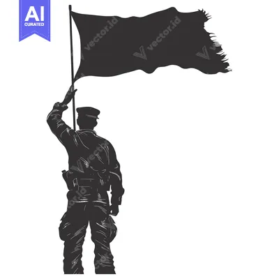 Popular premium asset: Silhouette of a Soldier Holding a Torn Flag