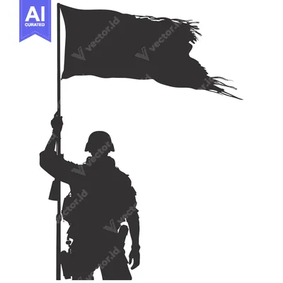 Aset premium populer: Silhouette of a Soldier Holding a Torn Flag