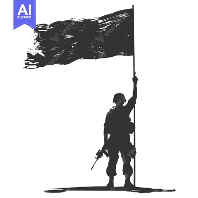 Popular premium asset: A Silhouette of a Soldier Saluting a Torn Flag