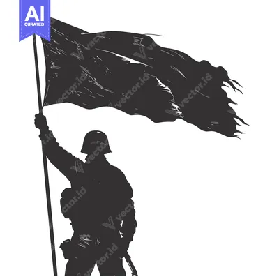Popular premium asset: Silhouette of a Soldier Holding a Flag High