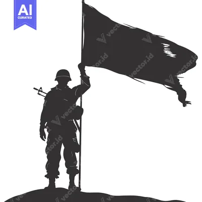 Popular premium asset: Silhouette of a Soldier Raising a Flag on a Hilltop