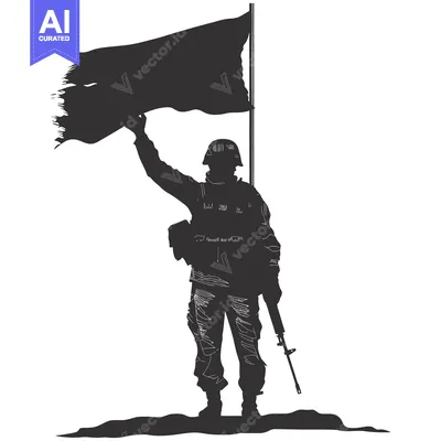 Popular premium asset: Silhouette of a Soldier Raising a Torn Flag