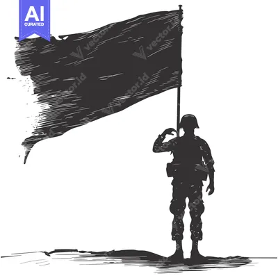 Popular premium asset: Silhouette of a Soldier Holding a Flag