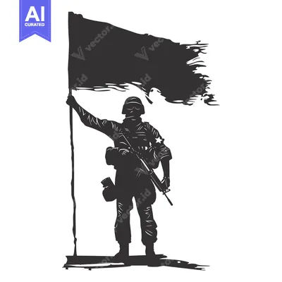 Aset premium populer: A Silhouette of a Soldier Holding a Flag