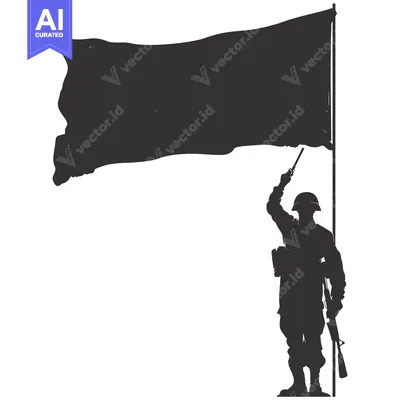 Premium design asset: A Soldier Saluting While Holding a Flagpole
