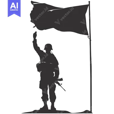 Popular premium asset: Silhouette of a Soldier Saluting a Flag
