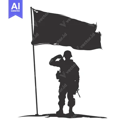 Premium design asset: Silhouette of a Soldier Saluting Under a Waving Flag