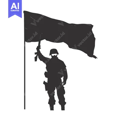 Popular premium asset: Silhouette of a Soldier Holding a Flag and a Rifle