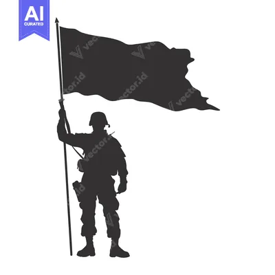Aset premium populer: Silhouette of a Soldier Holding a Flag