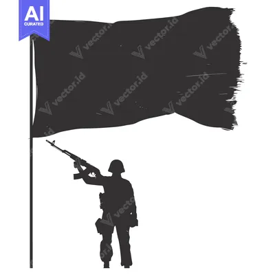 Popular premium asset: A soldier salutes a flagpole with a blank flag