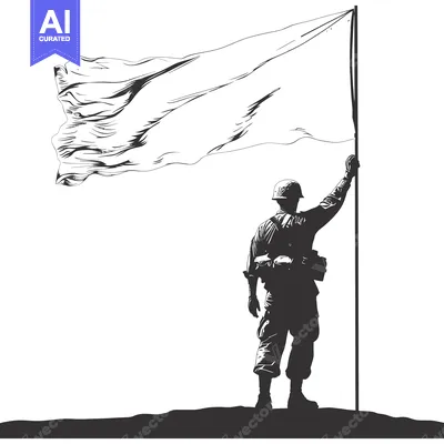 Popular premium asset: Silhouette of a Soldier Holding a White Flag