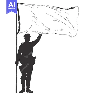 Premium design asset: Silhouette of a Soldier Holding a White Flag