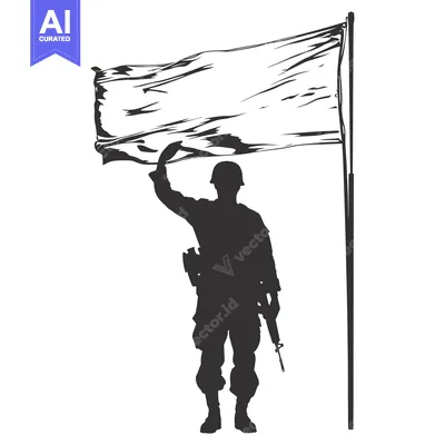 Popular premium asset: Silhouette of a soldier saluting with a flagpole behind him