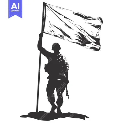 Aset premium populer: Silhouette of a soldier holding a white flag