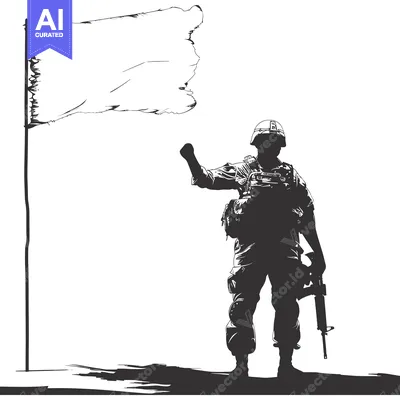 Premium design asset: A Silhouette of a Soldier Raising a White Flag