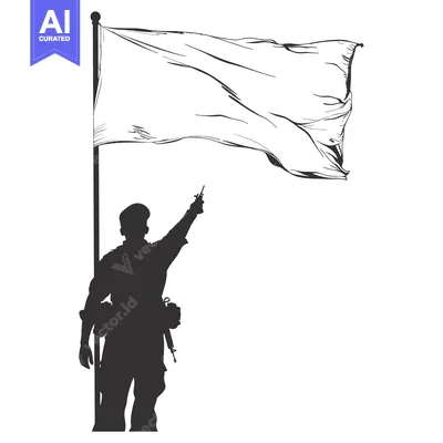 Aset premium populer: Silhouette of a Soldier Raising a Blank Flagpole
