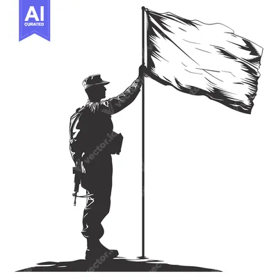 Popular premium asset: Silhouette of a Soldier Raising a Blank Flag