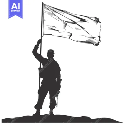 Aset premium populer: Silhouette of a Soldier Raising a Flag