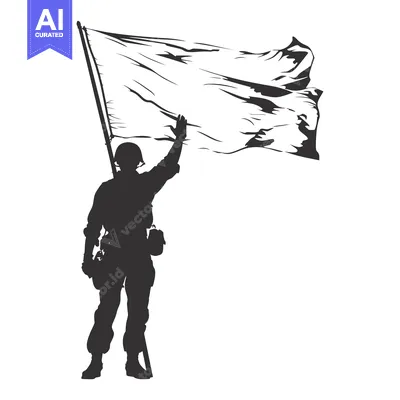 Aset premium populer: Silhouette of a Soldier Raising a White Flag