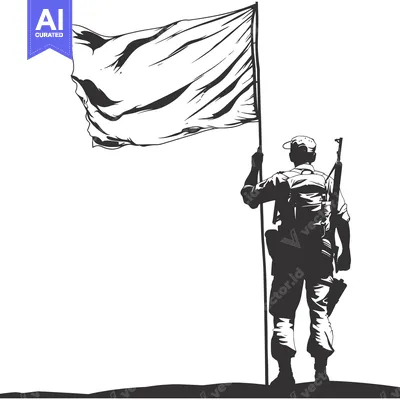 Aset premium populer: Silhouette of a Soldier Holding a White Flag