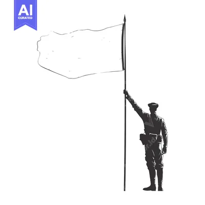 Silhouette of a Soldier Holding a White Flag