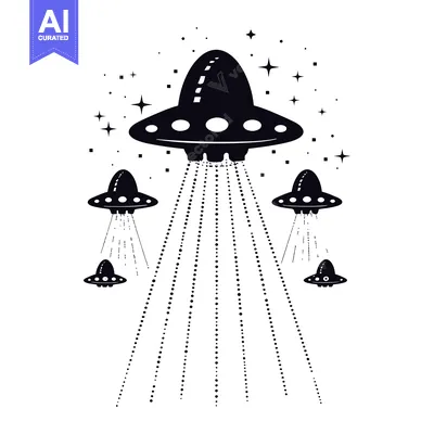 Aset premium populer: Five Black Silhouettes of UFOs With Stars in the Background
