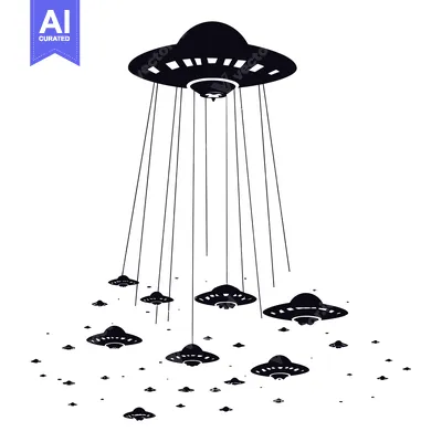 Aset premium populer: A large UFO with smaller UFOs descending from it