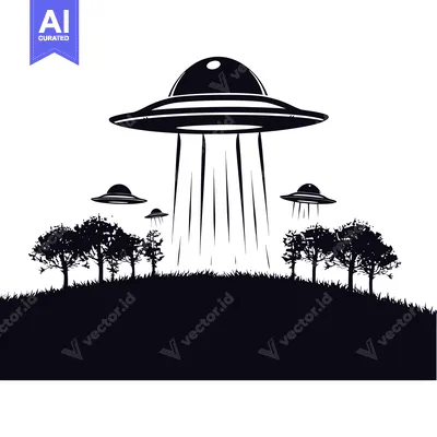 Three UFOs Hovering Over a Forest Silhouette