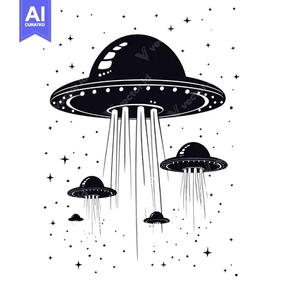 Three UFOs Flying Through Space With Beams of Light
