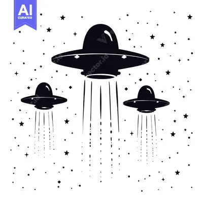 Premium design asset: Three UFOs Flying Through a Starry Night Sky