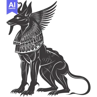 Anubis, the Egyptian God of the Dead, Depicted as a Jackal with Wings