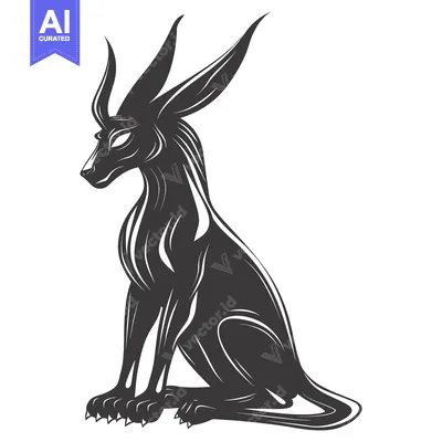 Popular premium asset: Black and White Illustration of a Sitting, Feline Creature with Large