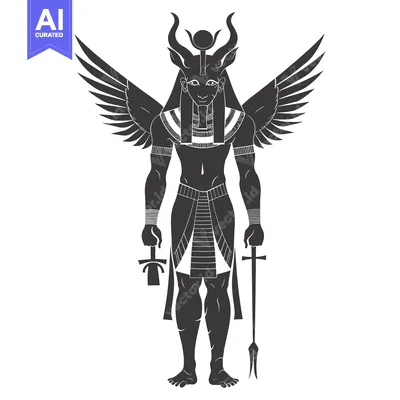 Aset desain premium: Black and White Silhouette of the Egyptian God Horus