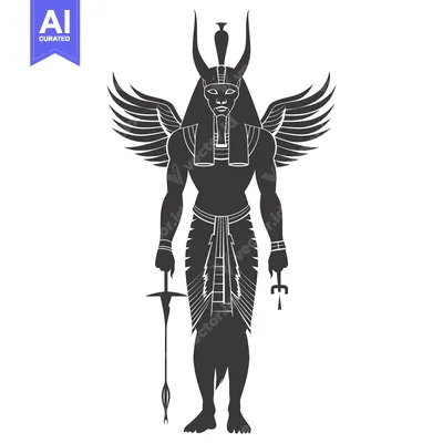 Black and White Silhouette of the Egyptian God Horus