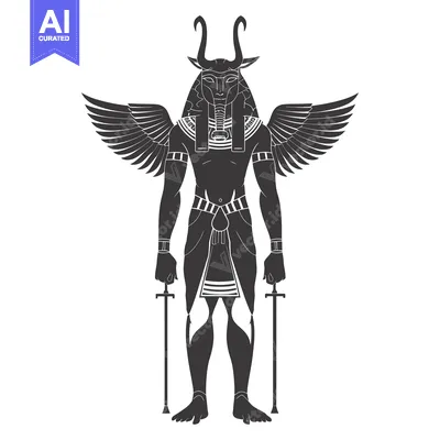 Premium design asset: Black and White Illustration of the Egyptian God Horus
