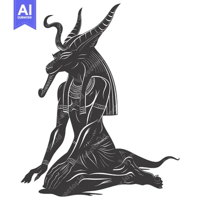 Aset premium populer: Black and White Silhouette of the Egyptian God Anubis