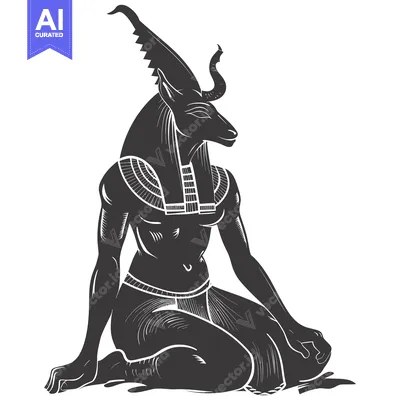 Black and White Illustration of the Egyptian Goddess Bastet