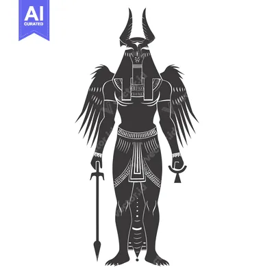 Aset desain premium: Black and White Illustration of the Egyptian God Horus