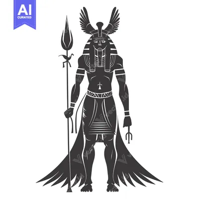 An Egyptian Deity with Wings, Spear, and Trident