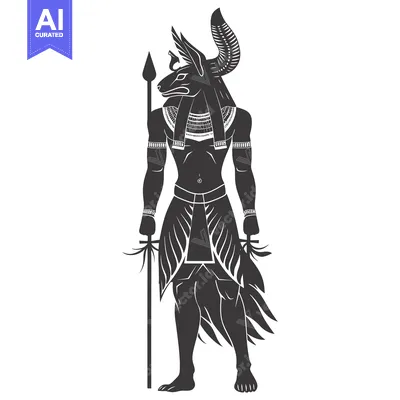 Anubis, the Egyptian God of the Dead, Holding a Staff