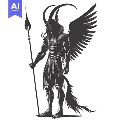 Aset premium populer: Anthropomorphic Figure with Horns, Wings, and a Spear