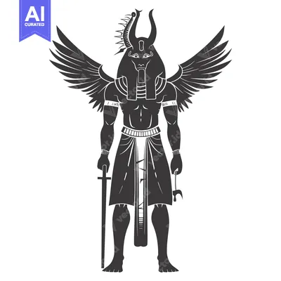 Aset premium populer: Winged Egyptian God with a Falcon Head and a Sword