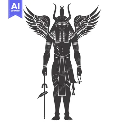Aset premium populer: Winged Egyptian God with Staff and Ankh Symbol