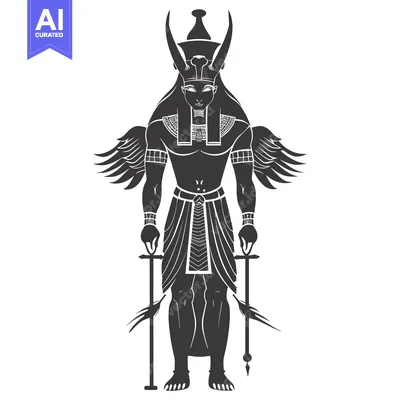 Aset desain premium: Black and White Silhouette of the Egyptian God Horus