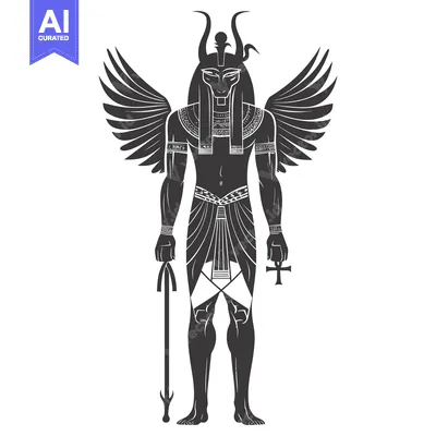 Premium design asset: A Black and White Illustration of the Egyptian God Horus