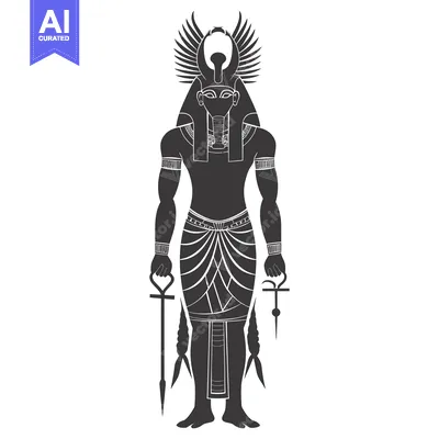 Premium design asset: Silhouette of the Egyptian God Horus with Wings and Ankh