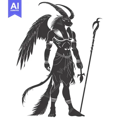 Aset premium populer: Anthropomorphic Creature with Horns, Wings, and a Staff